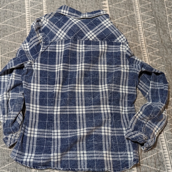 Warehouse One, ladies size 12 blue plaid button up shirt - Picture 11 of 14